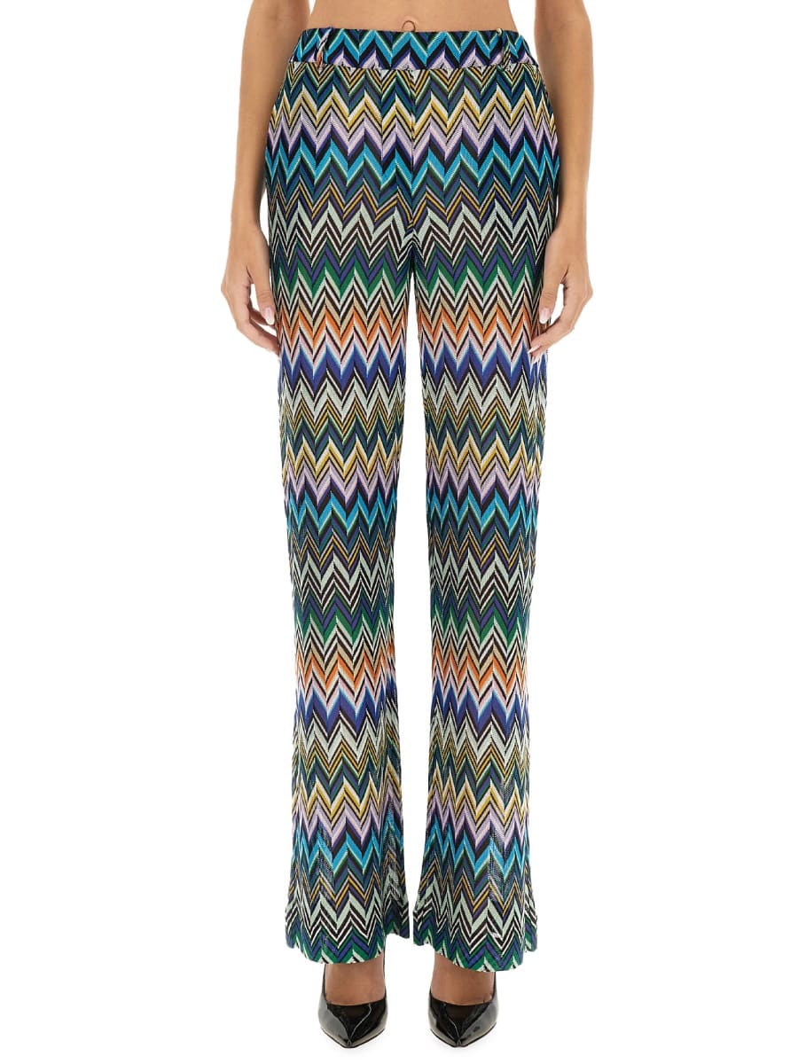 Missoni Straight Pants With Offset Zig Zag In Multicolour