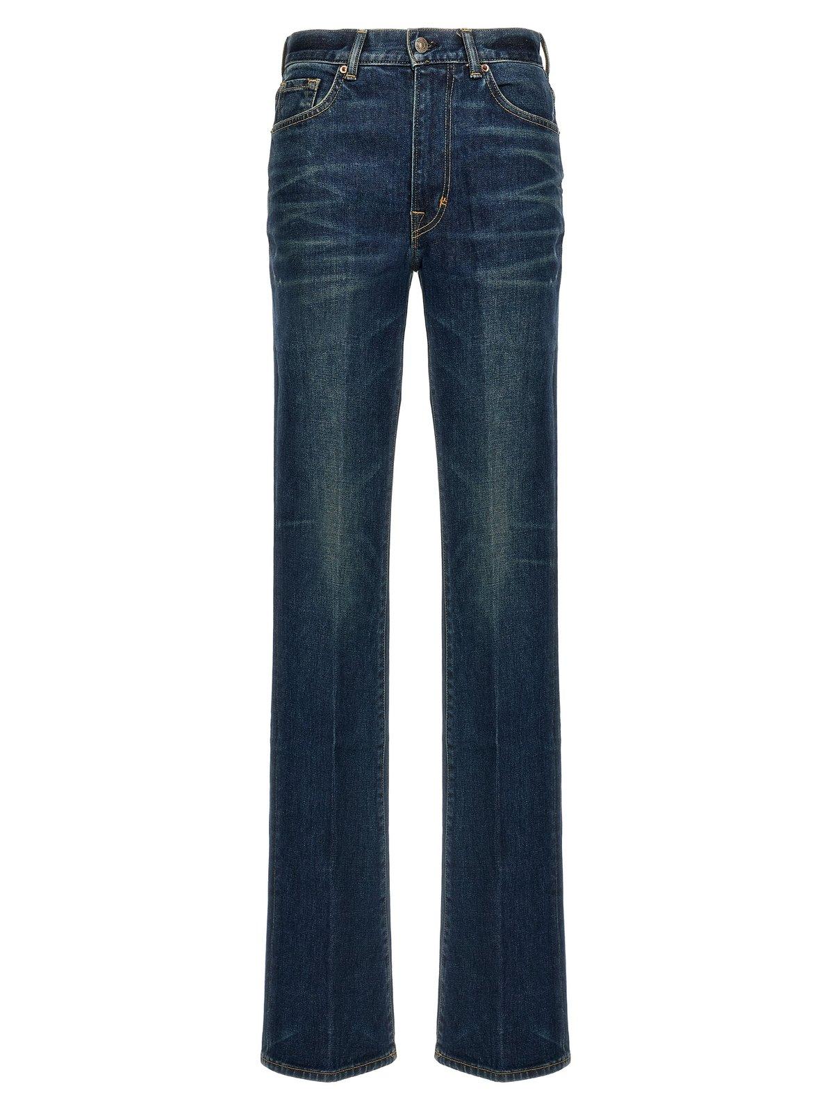 Stretch Raw Denim Flared Jeans