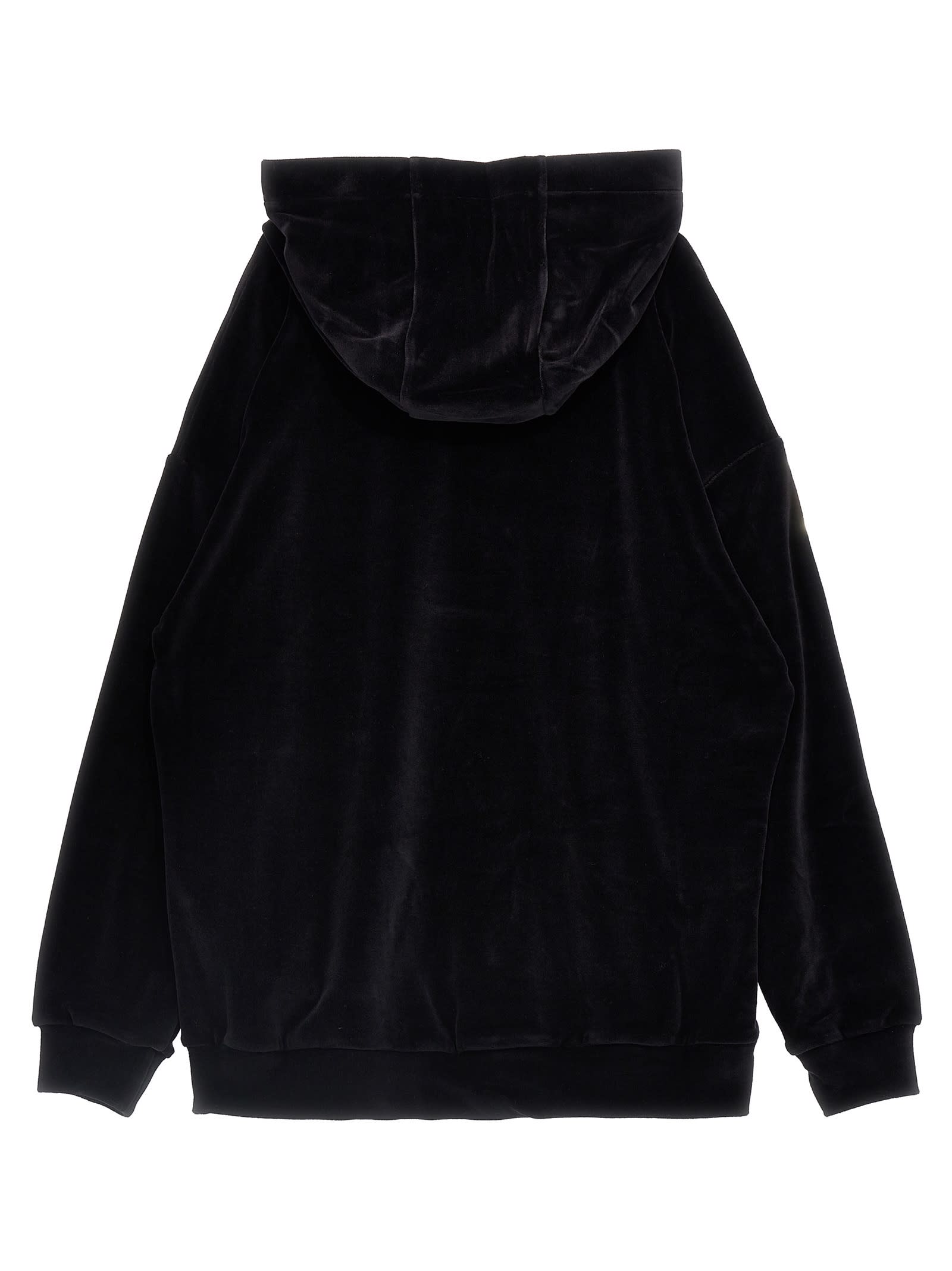 Balmain Logo Embroidery Hoodie In Black