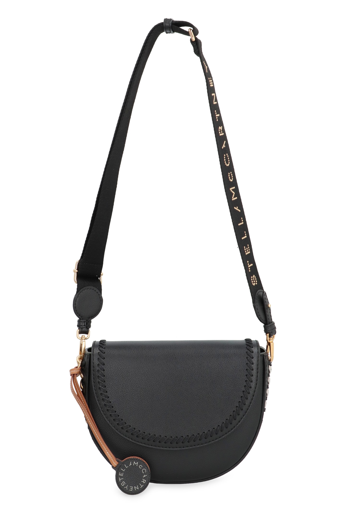 Shop Stella Mccartney Frayme Vegan Leather Shoulder Bag In Black