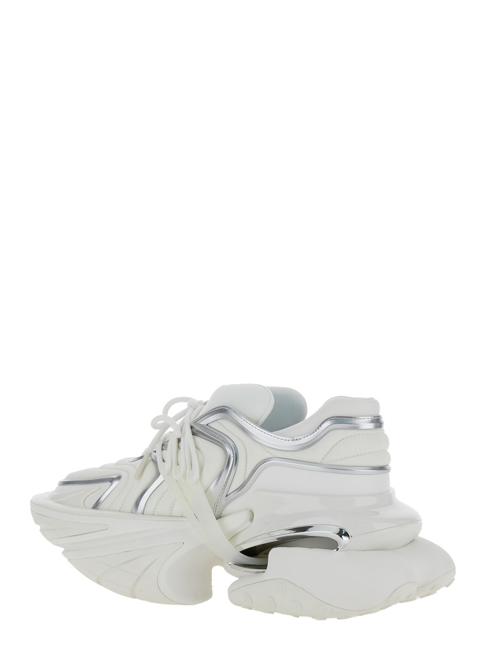 Shop Balmain Unicorn White Sneakers With With Embossed Logo On The Side In Tech Fabric Man