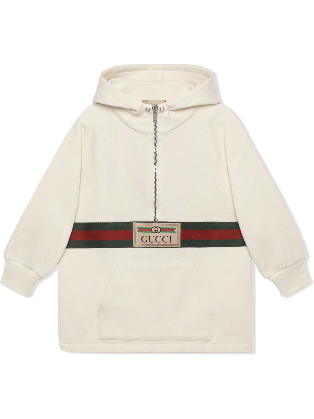 Shop Gucci Jacket Felted Cotton Jersey In White Multicolor