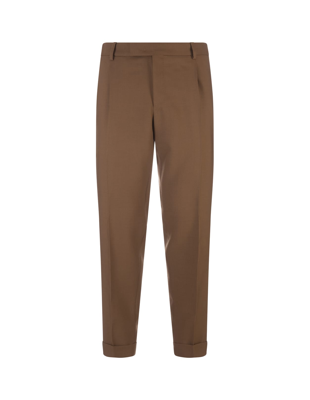 PT01 Slim Fit Tailored Trousers In Brown Wool And Mohair
