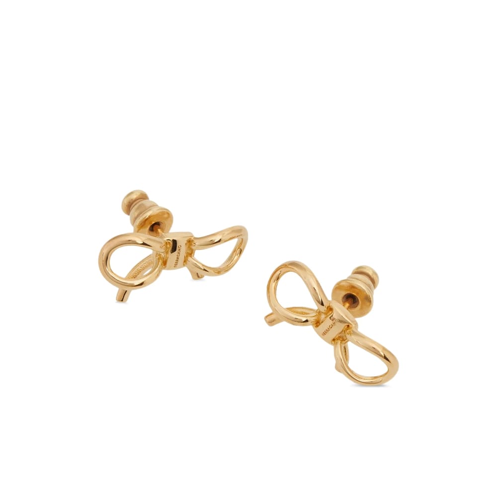 Ferragamo Stylish Bow Design Stud Earrings In Gold