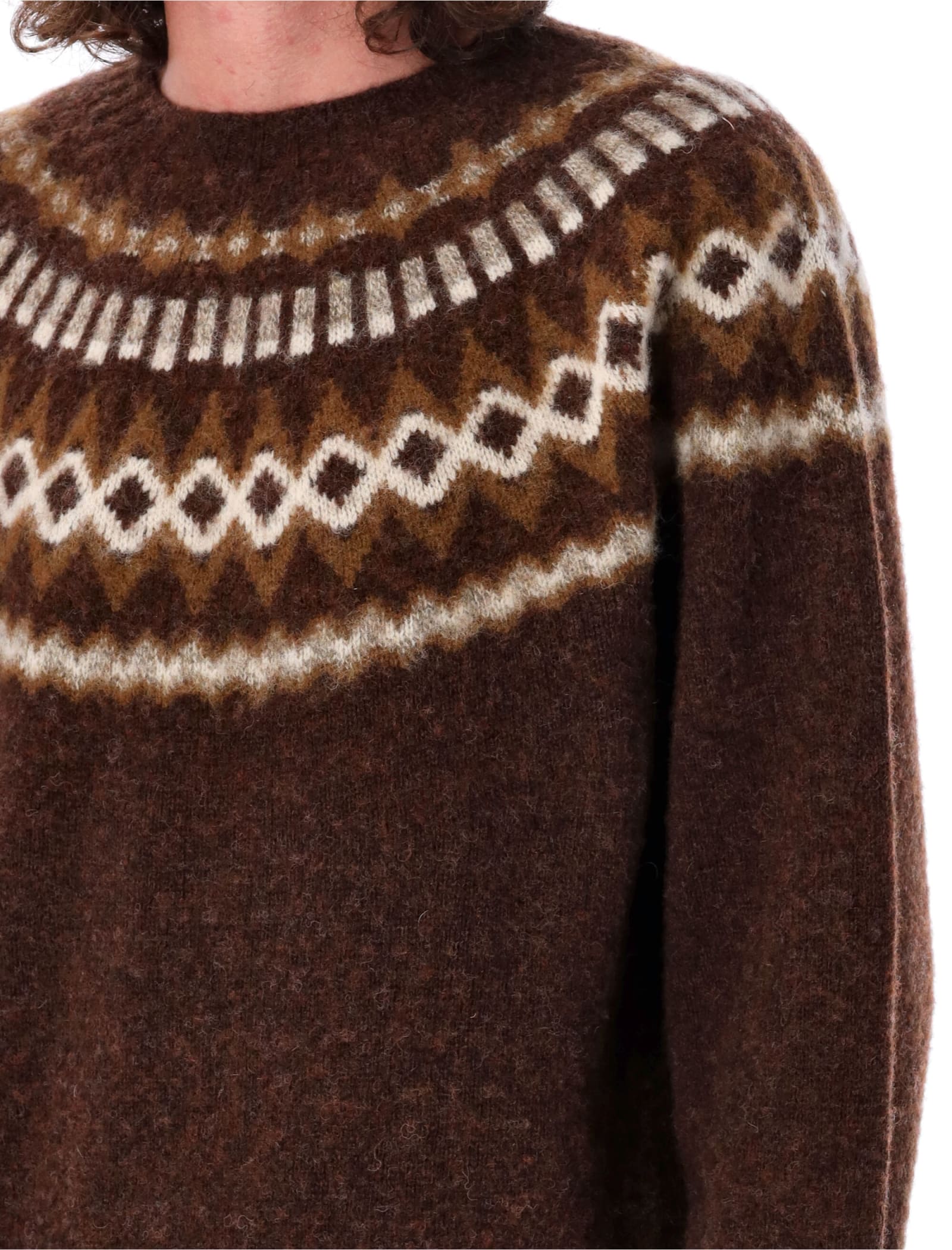 Shop Ymc You Must Create Shetland Sweater In Brown Multi