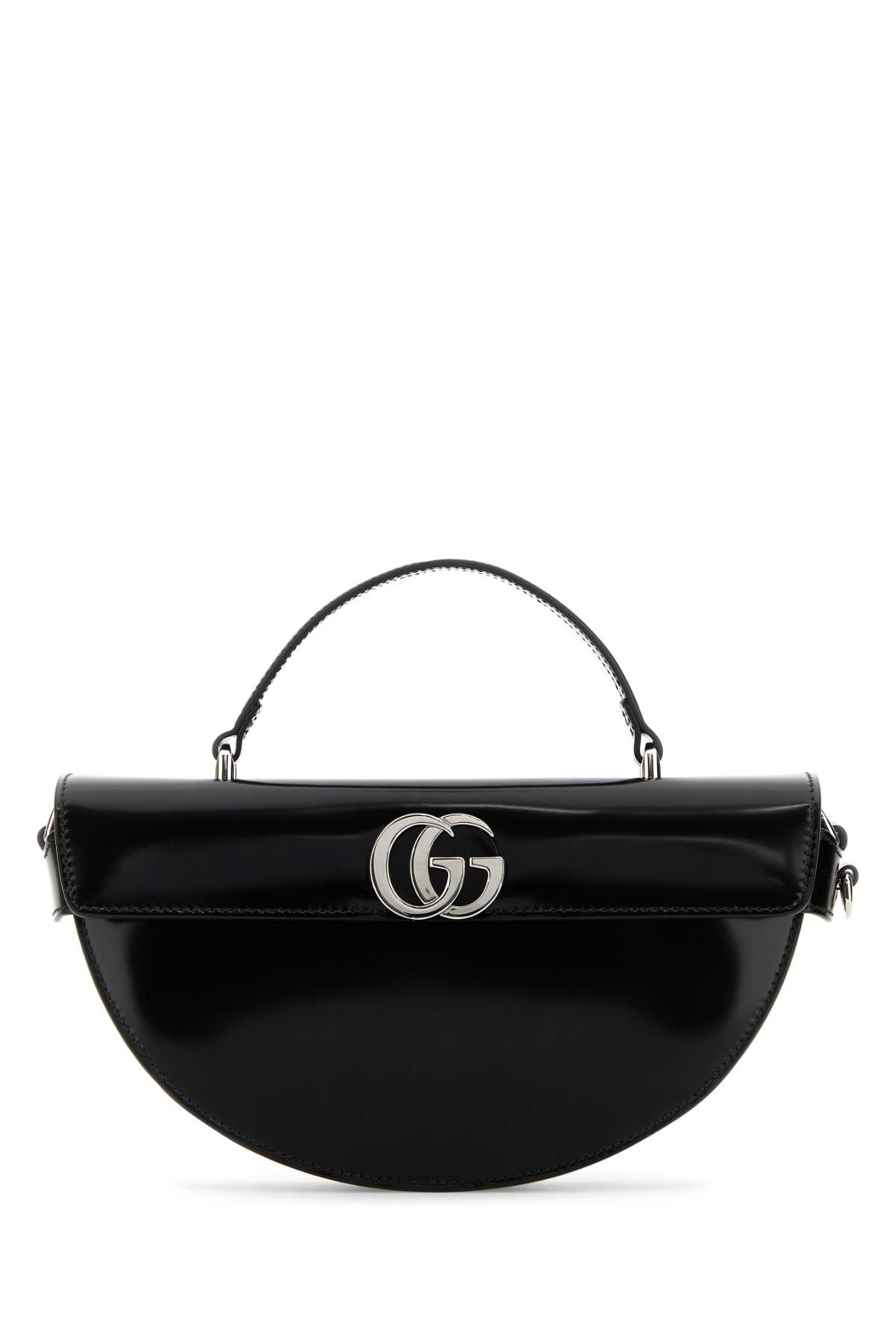 Gucci Black Half Moon Shaped Handbag With Double G Logo Plaque On The Front And Removable Shoulder S In Black