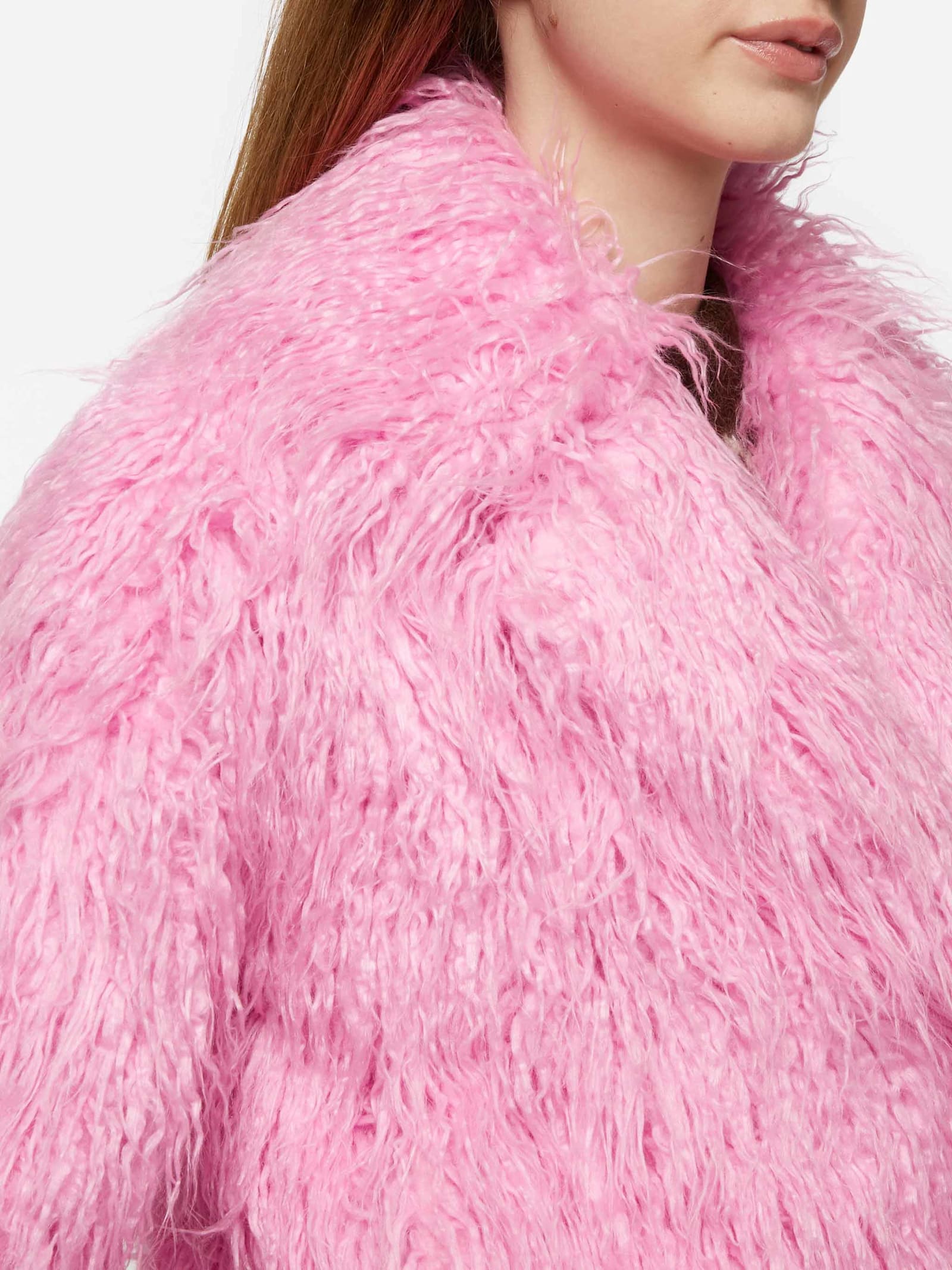 Mc2 Saint Barth Pink Furry Short Jacket Sully In Pink