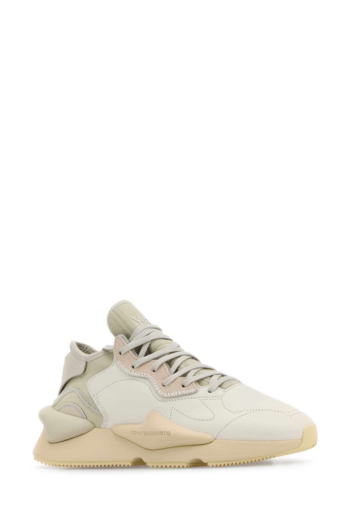 Y-3 Two-tone Fabric And Leather Kaiwa Sneakers In Corewhitetalcwonderwhite