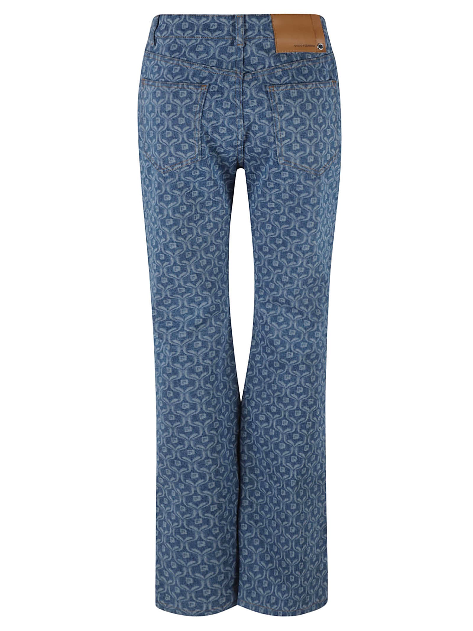 Rabanne Denim Flare Print Trousers In M412