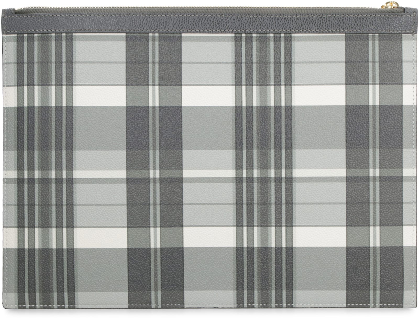 Thom Browne Grainy Leather Pouch In Grey
