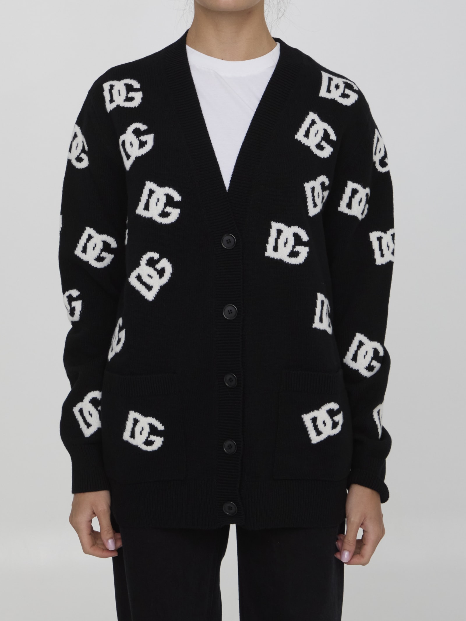 Shop Dolce & Gabbana Dg Logo Cardigan In Black