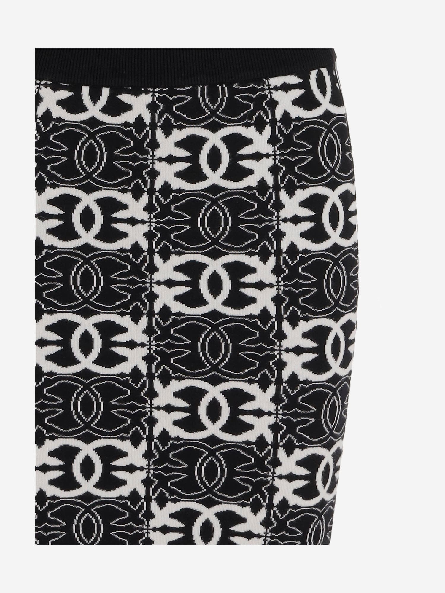 Pinko Elasticated-waistband Logo-patterned Skirt In Black