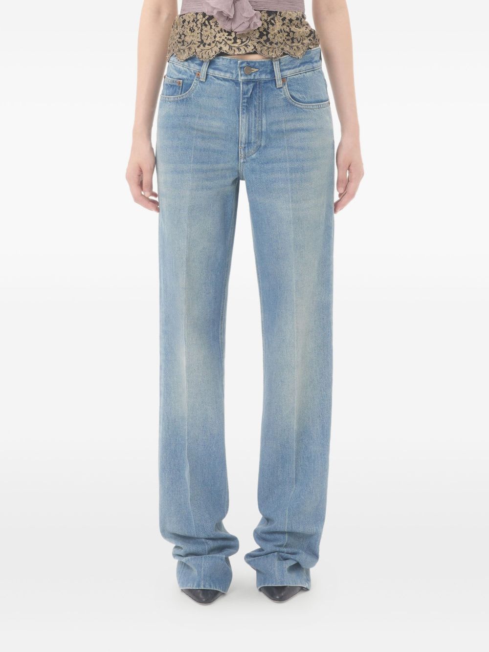 Valentino Garavani Jeans With Logo Application In Blue