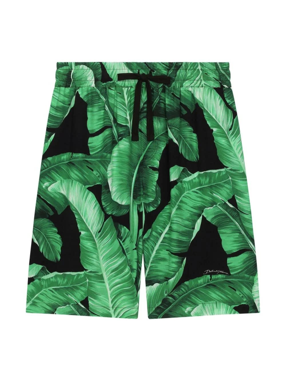 Shop Dolce & Gabbana Black Bermuda Shorts With Banana Print