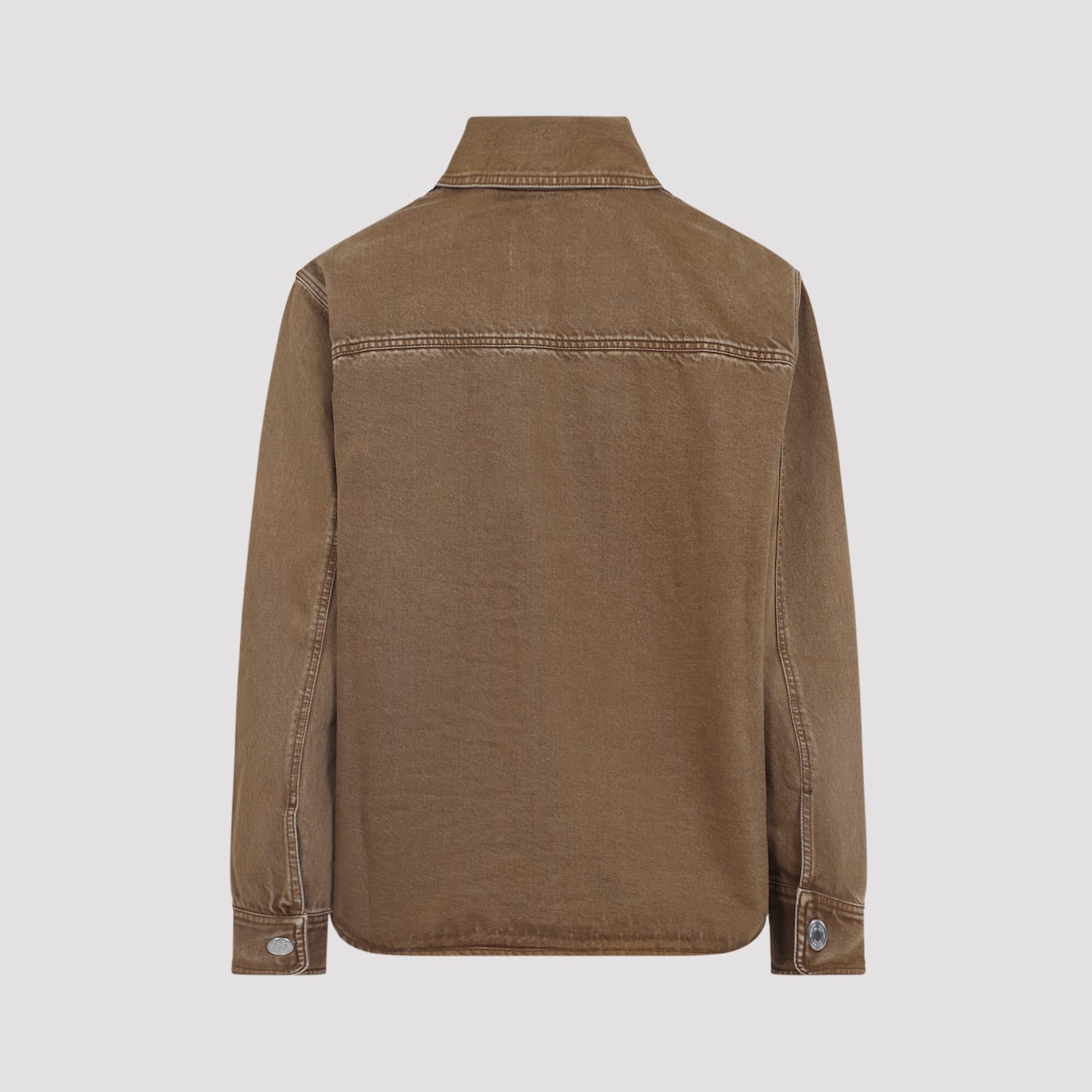 Ami Alexandre Mattiussi Heart Design Overshirt Chest Pocket In Brown