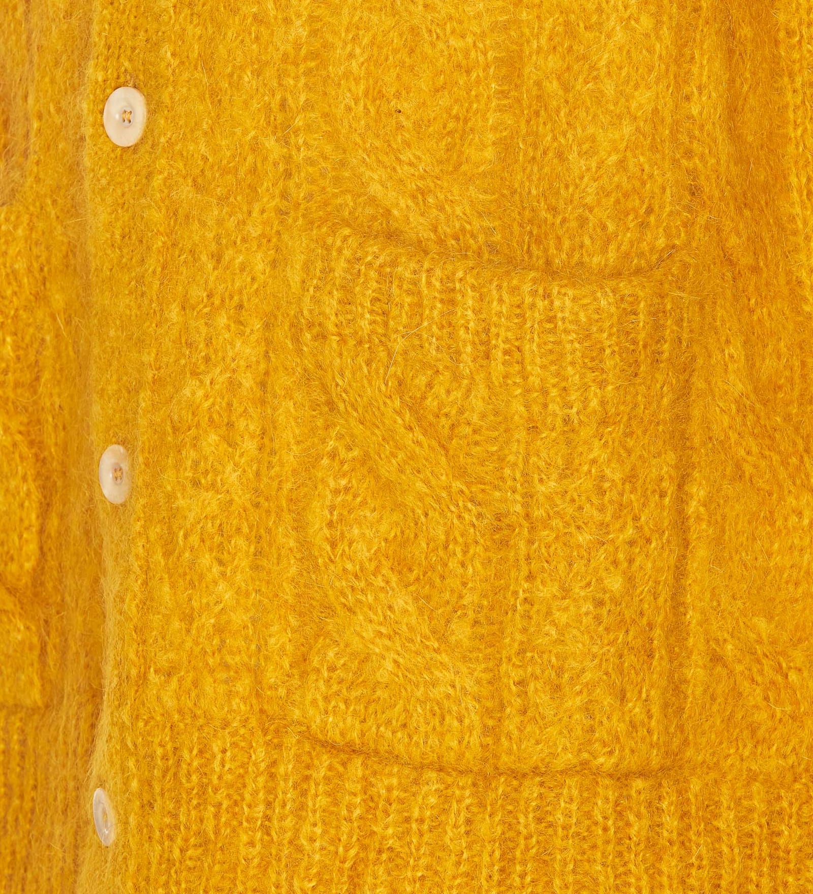 Valentino Mens Patch-pocket Mohair-blend Cable Knit Cardigan Ocra In Yellow