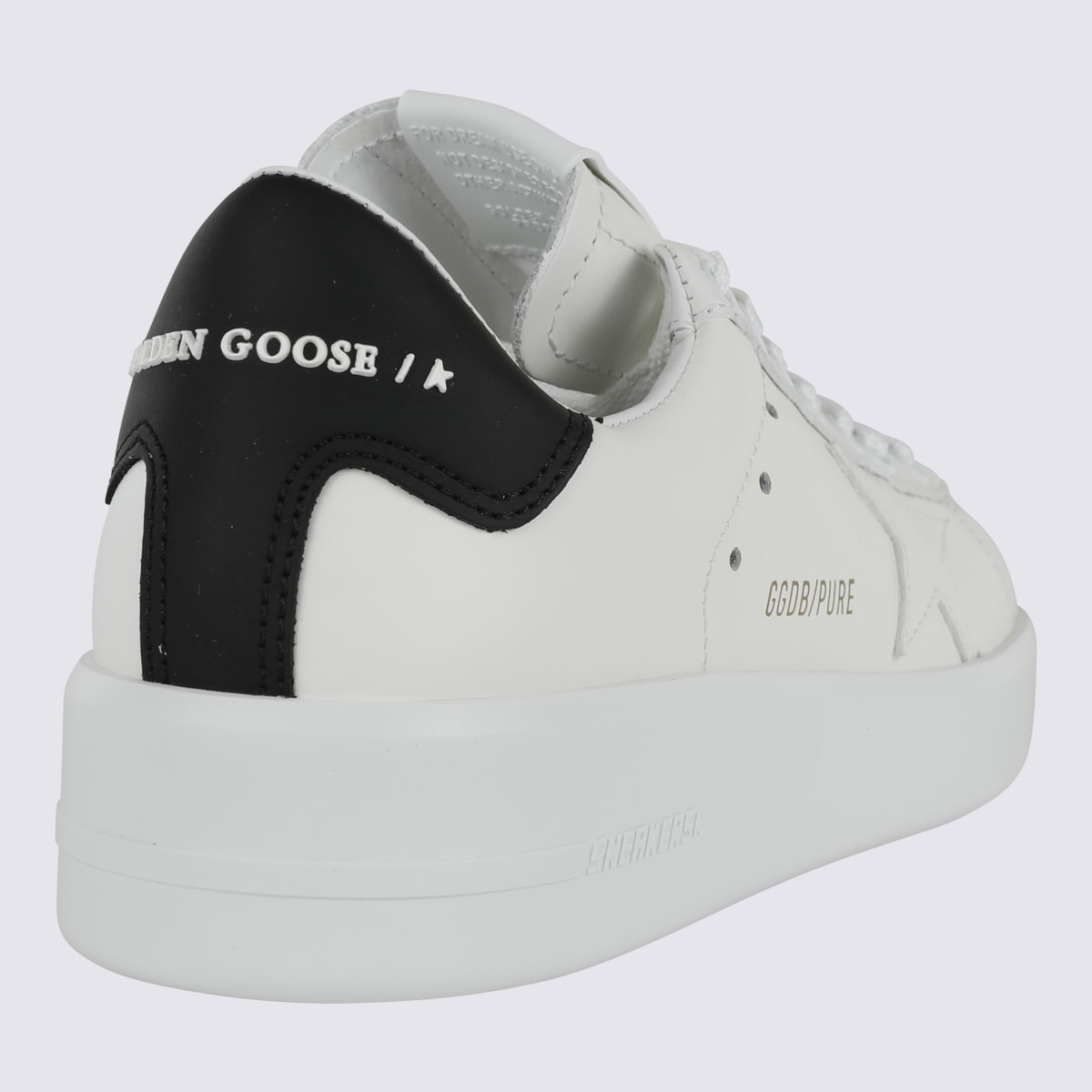 Shop Golden Goose White And Black Leather Sneakers