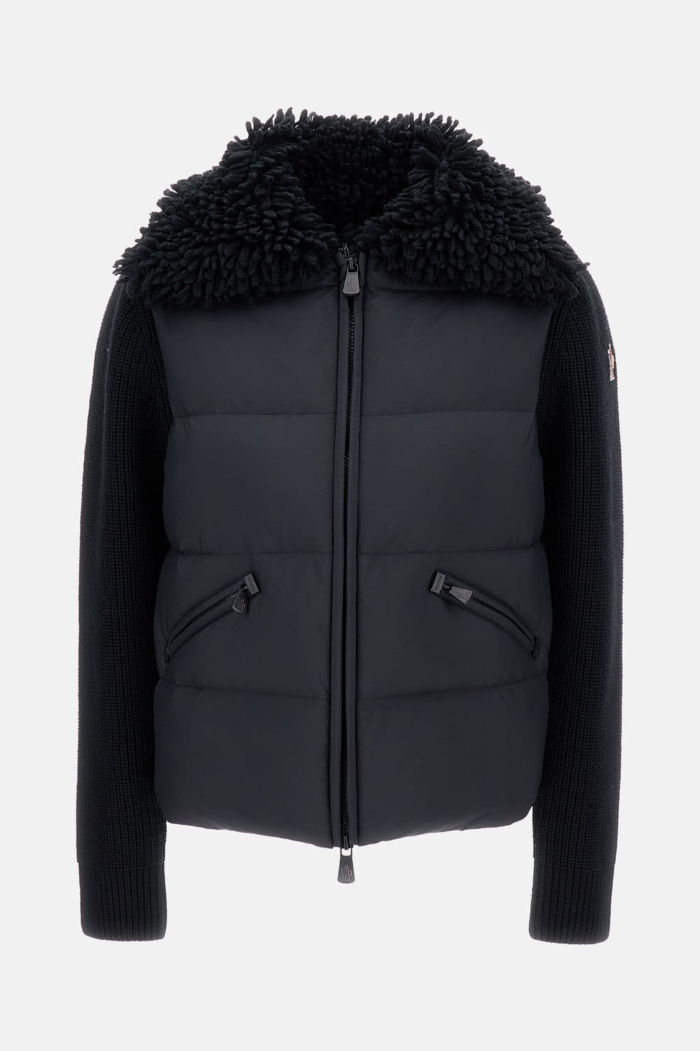 Moncler Down Jacket With Wool Inserts In Black