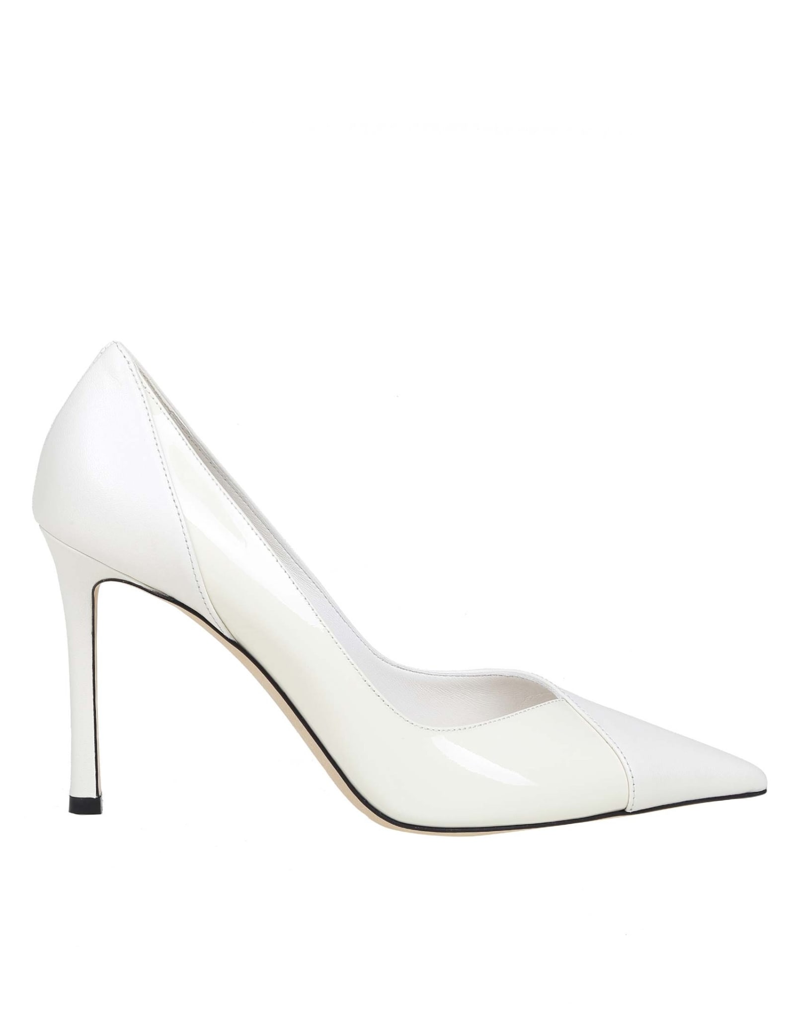 Jimmy Choo Decollete Cass 95 In Nappa And Patent Leather In White ...