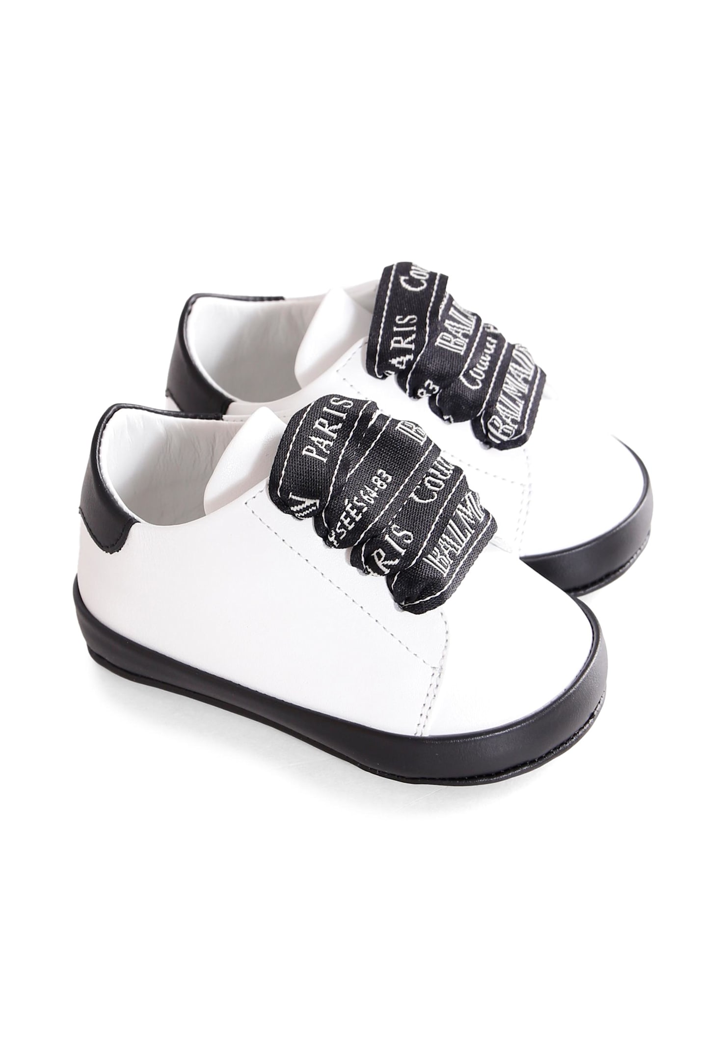 Balmain White Sneakers For Babykids Wirth Logo In White