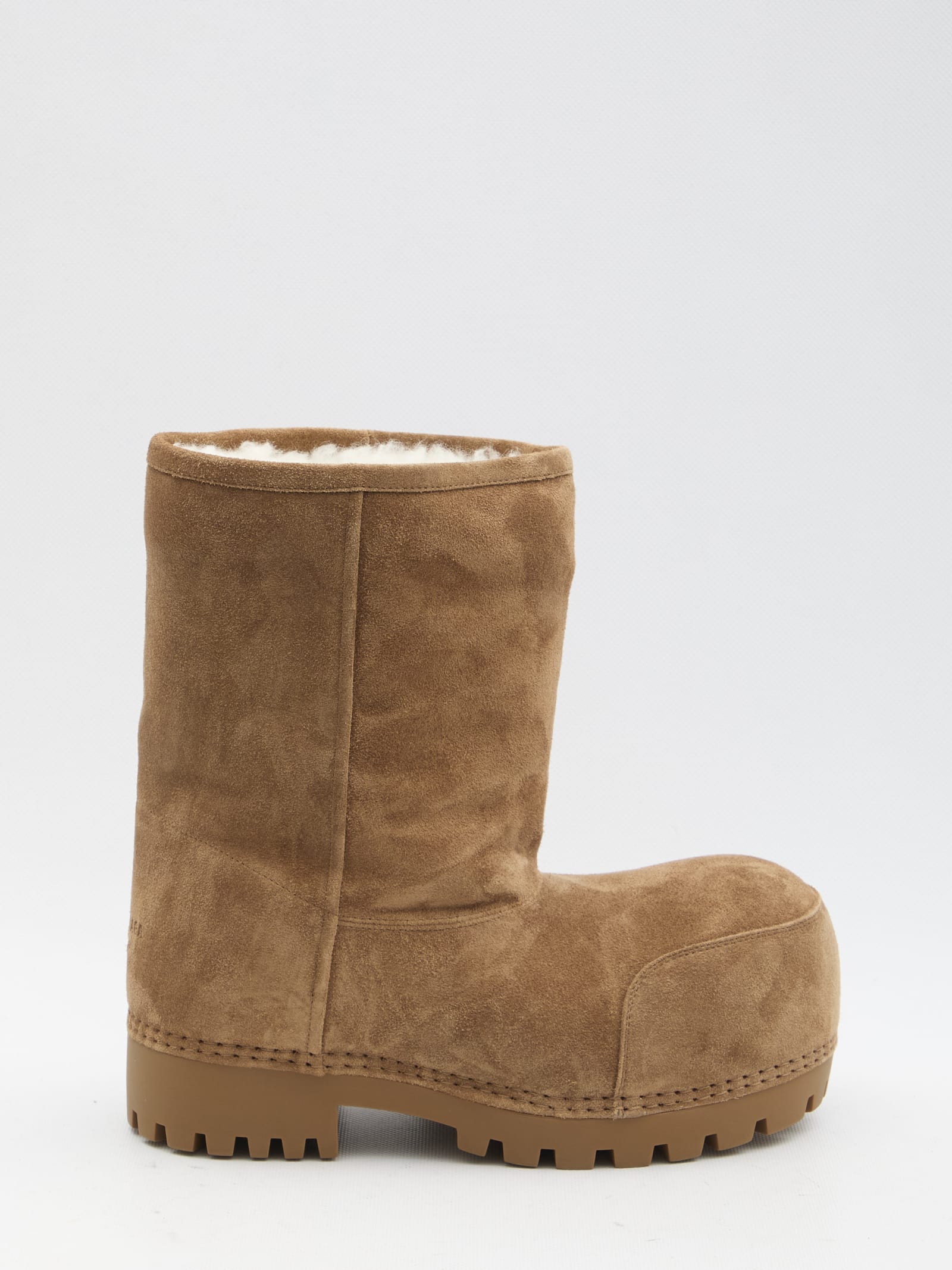 Shop Balenciaga Alaska Fur Low Boots In Brown