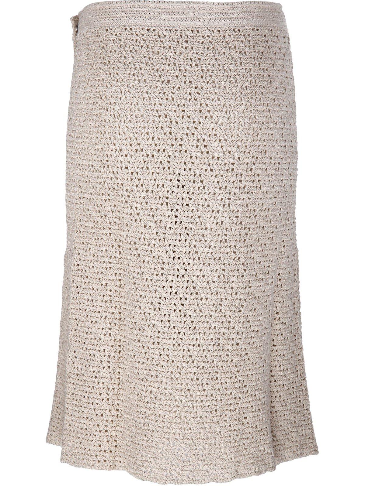 Shop Bottega Veneta Crochet Skirt In White