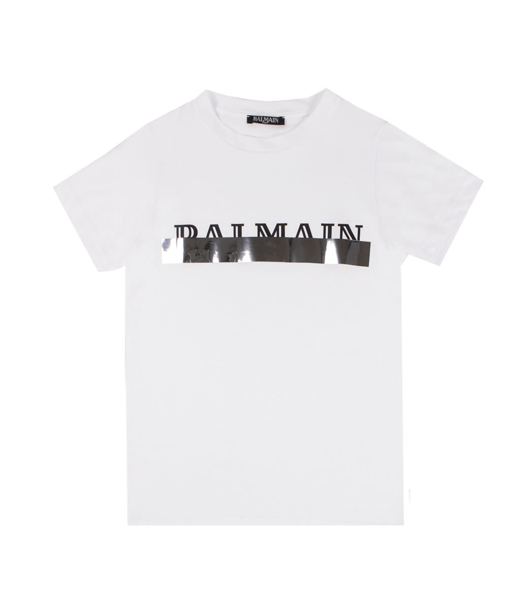 Shop Balmain Cotton T-shirt In White
