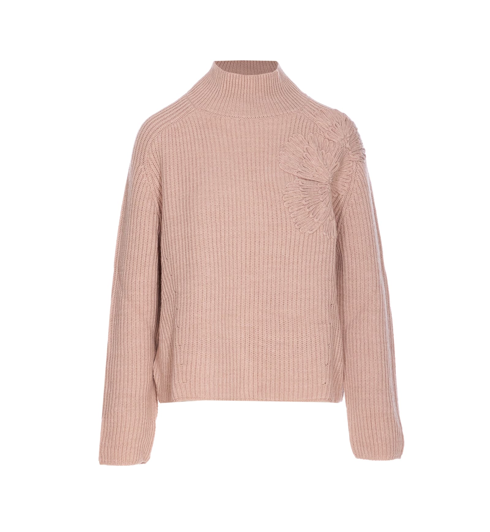 Liu •jo Liu Jo Ribbed Knit Flower Embellishment In Pink