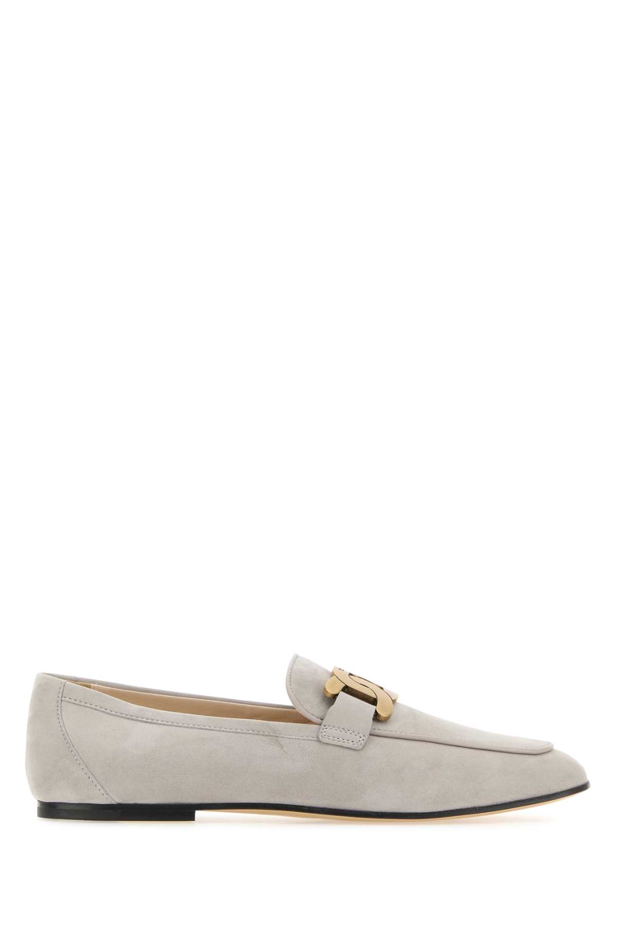 Shop Tod's Light Grey Suede Kate Loafers In B416