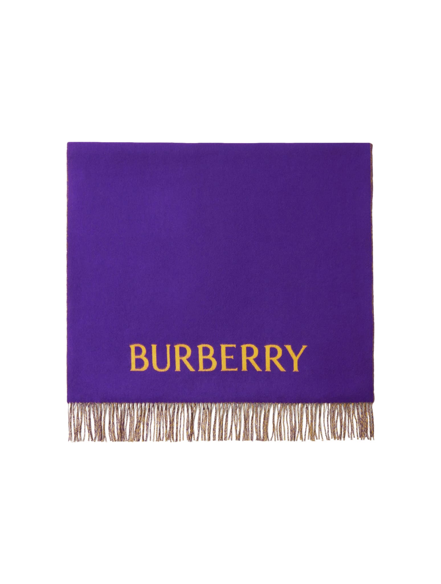 Burberry Logo Embroidered Fringed-edge Scarf In Royal Pear