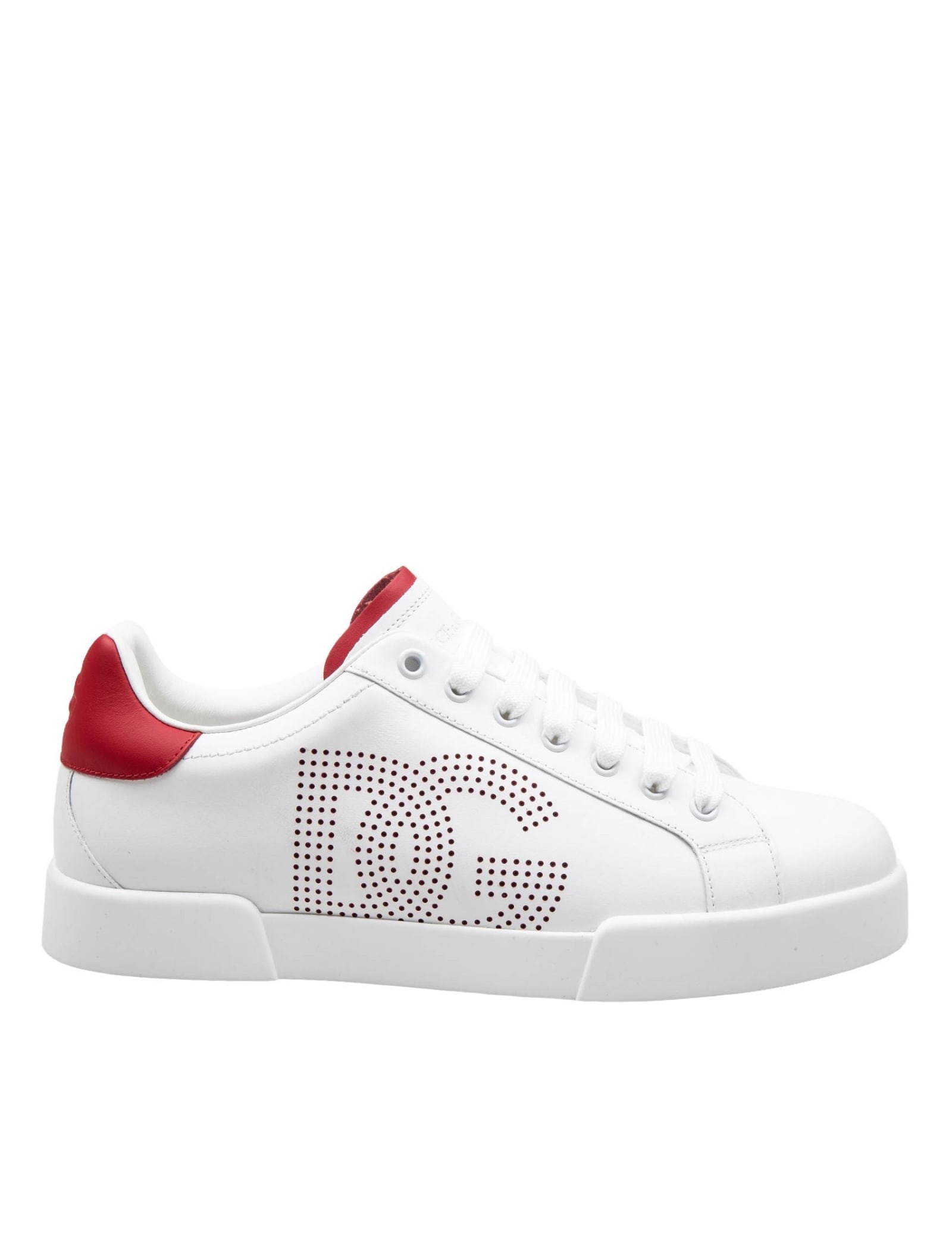 Shop Dolce & Gabbana Portofino Light Sneakers In White And Red Leather In White/red