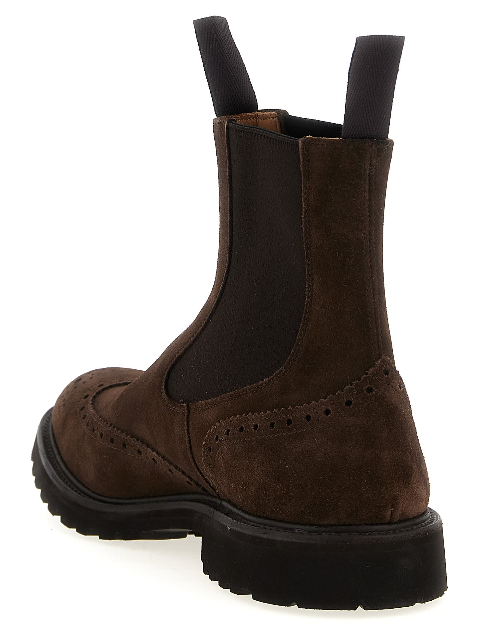 Tricker's Henry Elastic-strap Brogue Boots In Brown