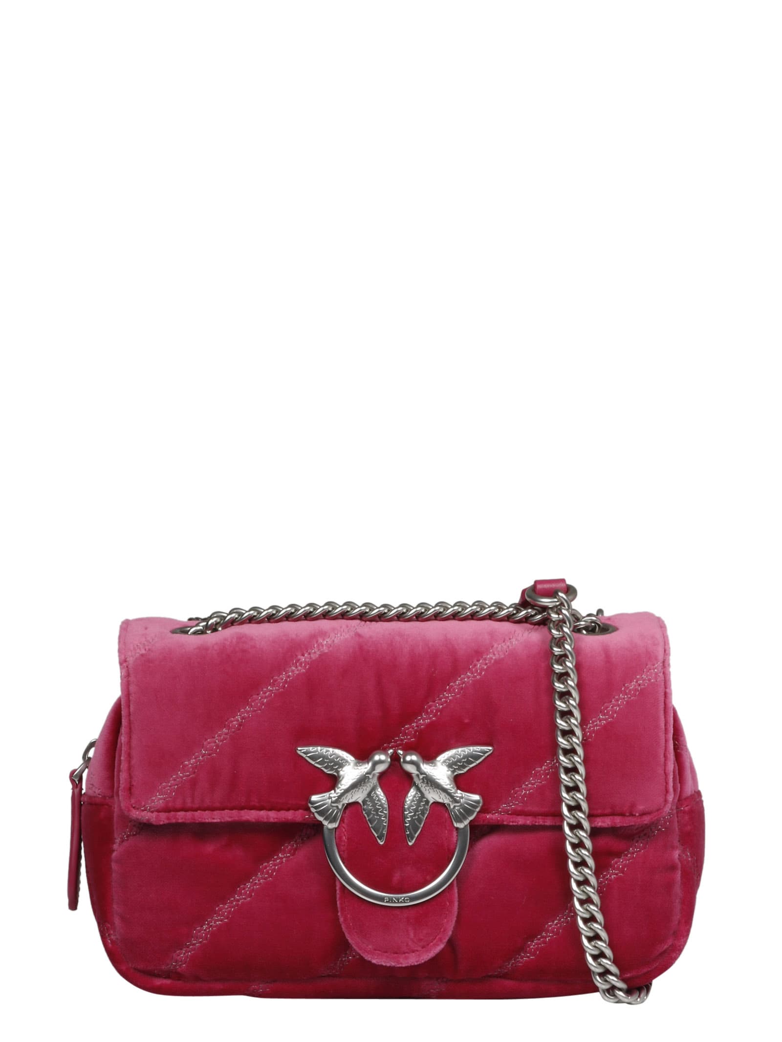 Pinko Mini Love Puff Maxi Quilt Velvet Bag In Pink & Purple | ModeSens