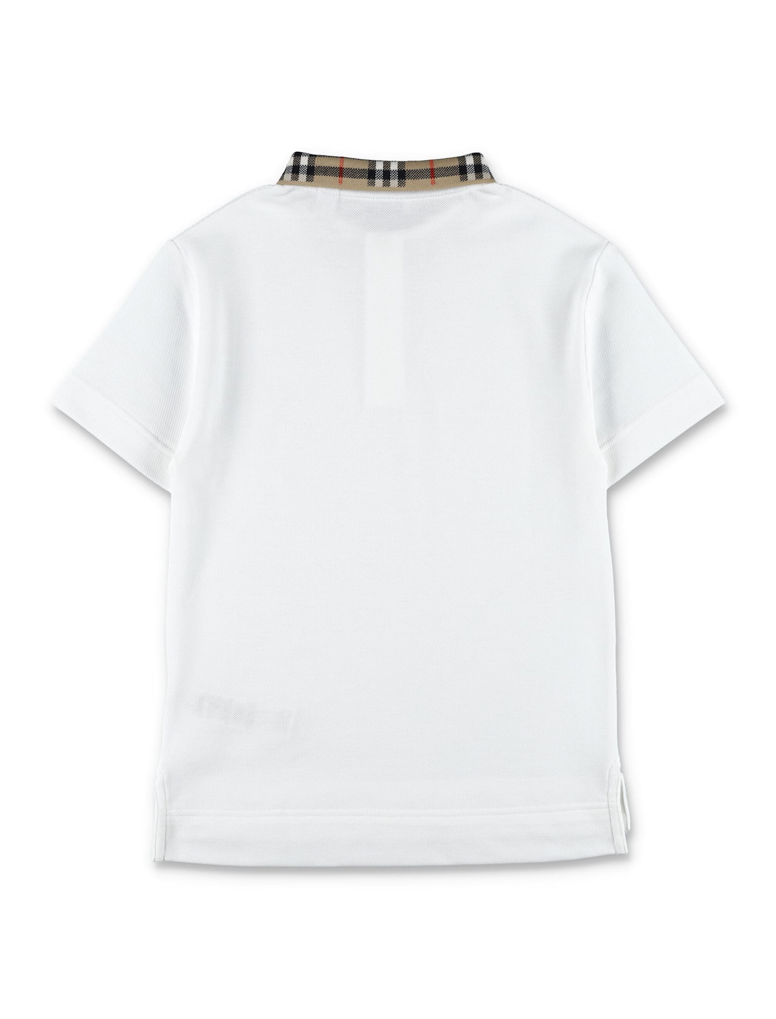 Burberry Boys White Check Polo Shirt In White