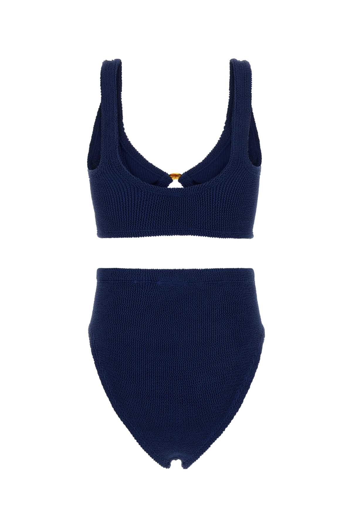 Hunza G High Waist Scoop Neck Cut-out Bikini In Blue