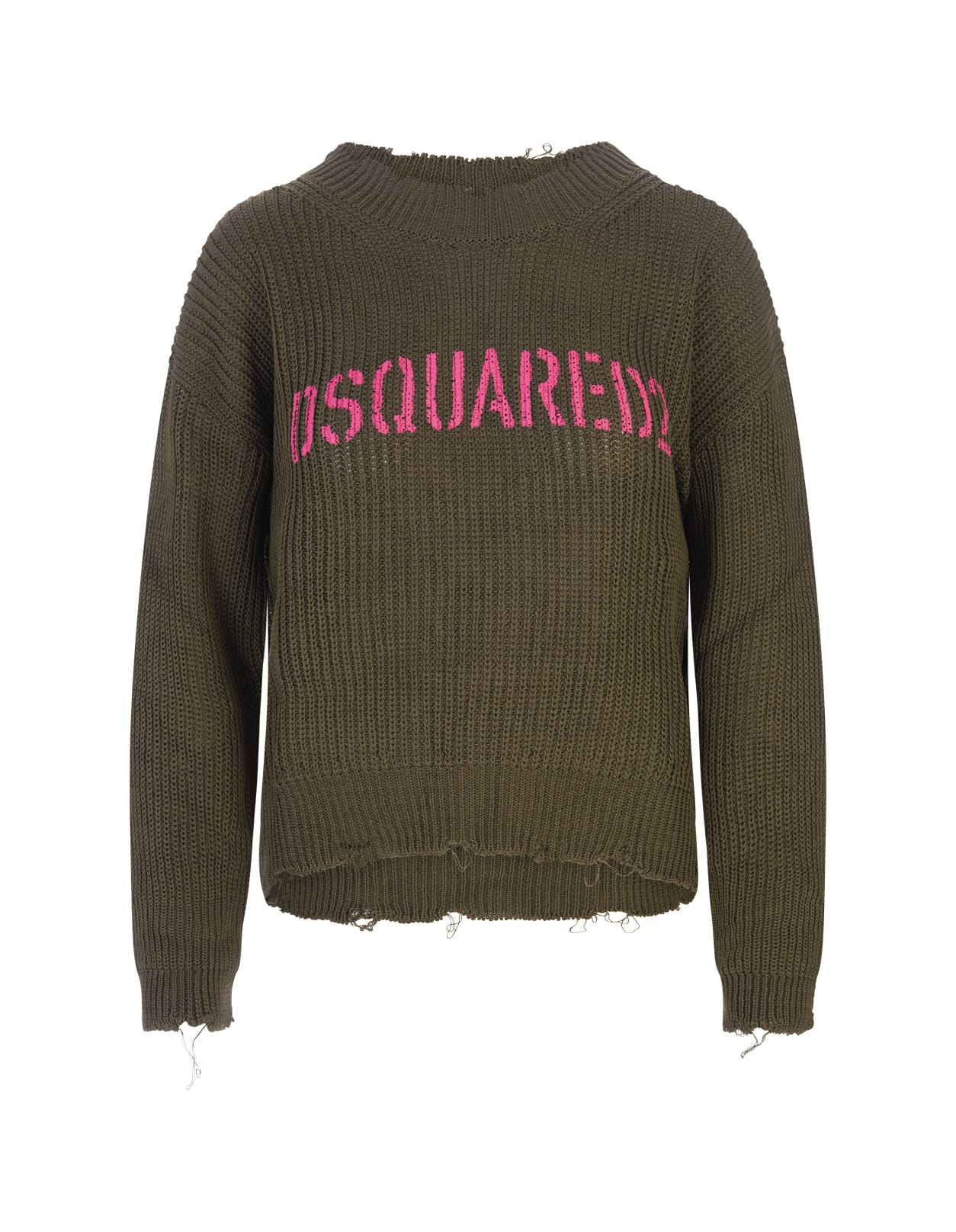 Dsquared2 Woman Military Green Destination Unknown Sweater