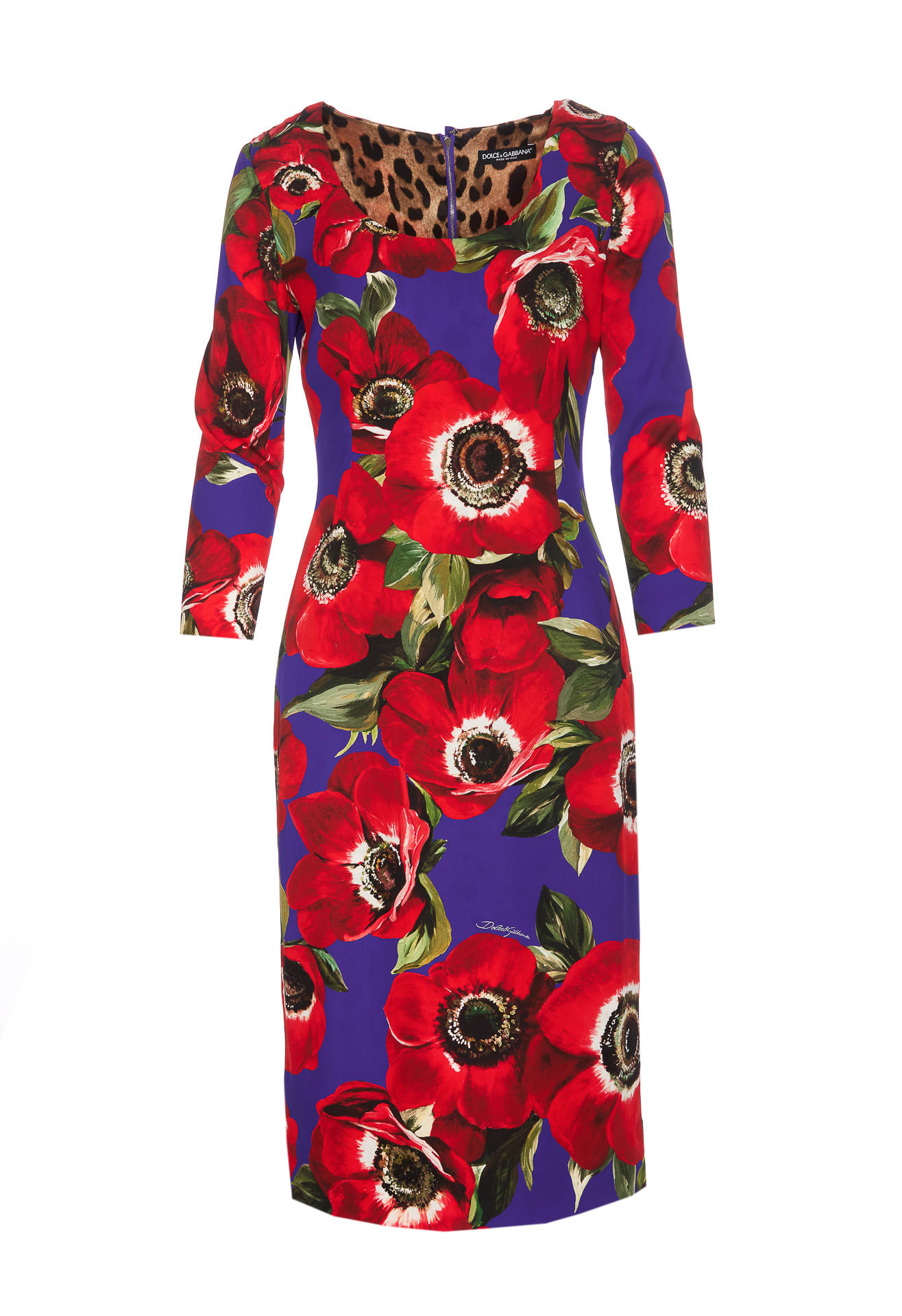 Dolce & Gabbana Anemone Print Sheath Dress In Multicolor