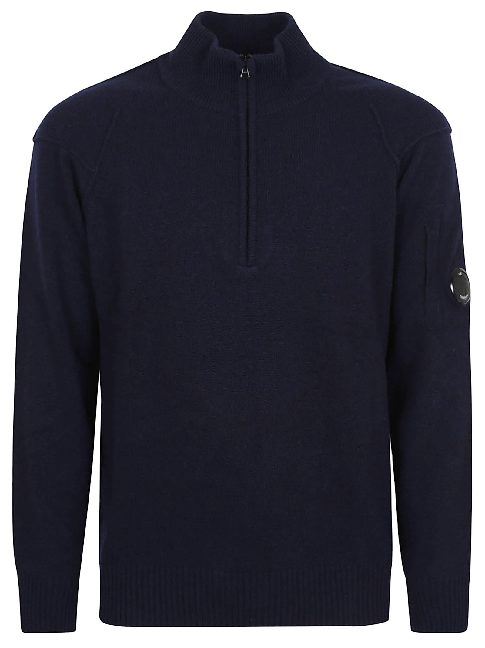 C.p. Company Knitwear Polo Collar In Lambswool Grs In Blue