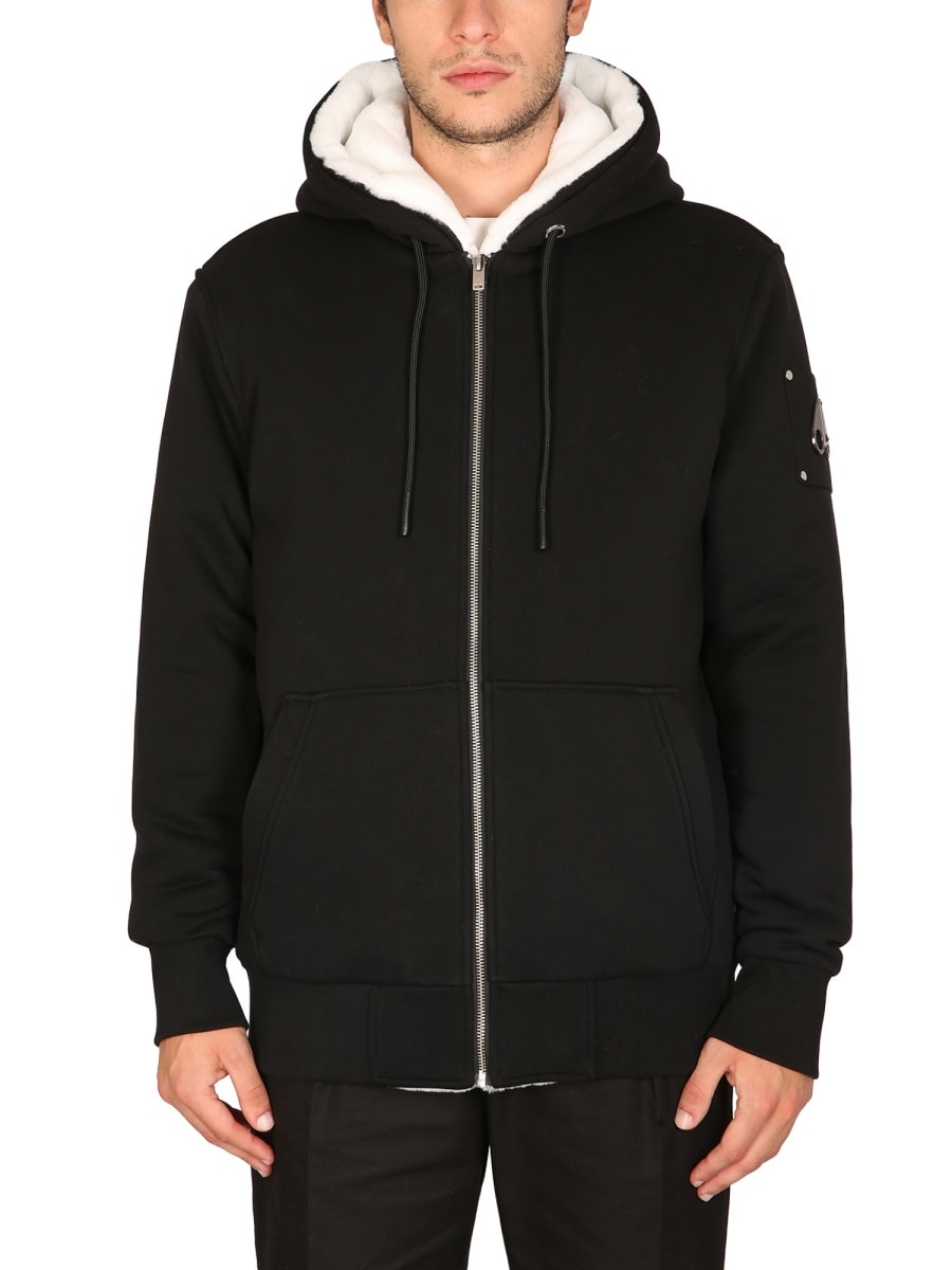 Moose Knuckles Cotton Blend Hoodie With Contrasting Lining In Black