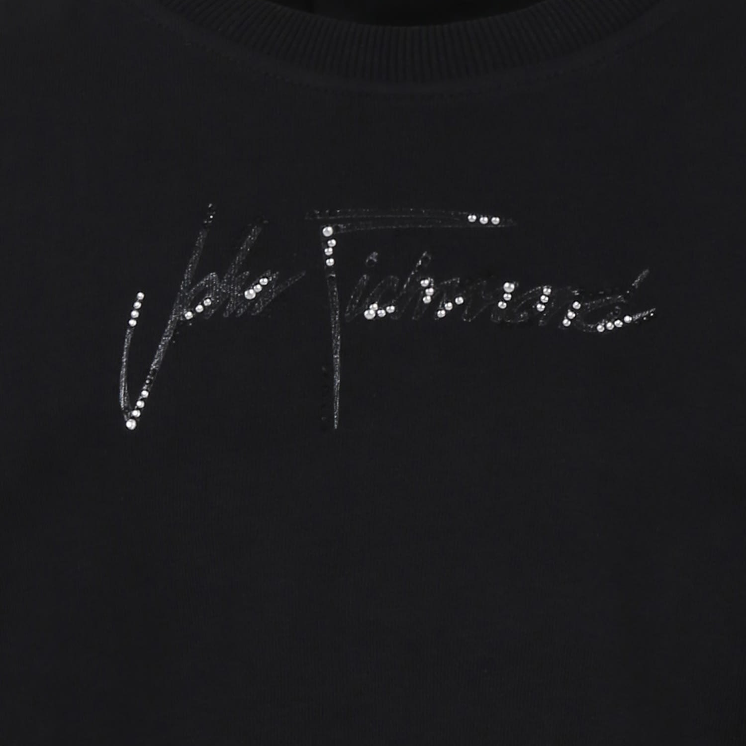 Richmond Black Crop Sweatshirt For Girl With Logo In Black