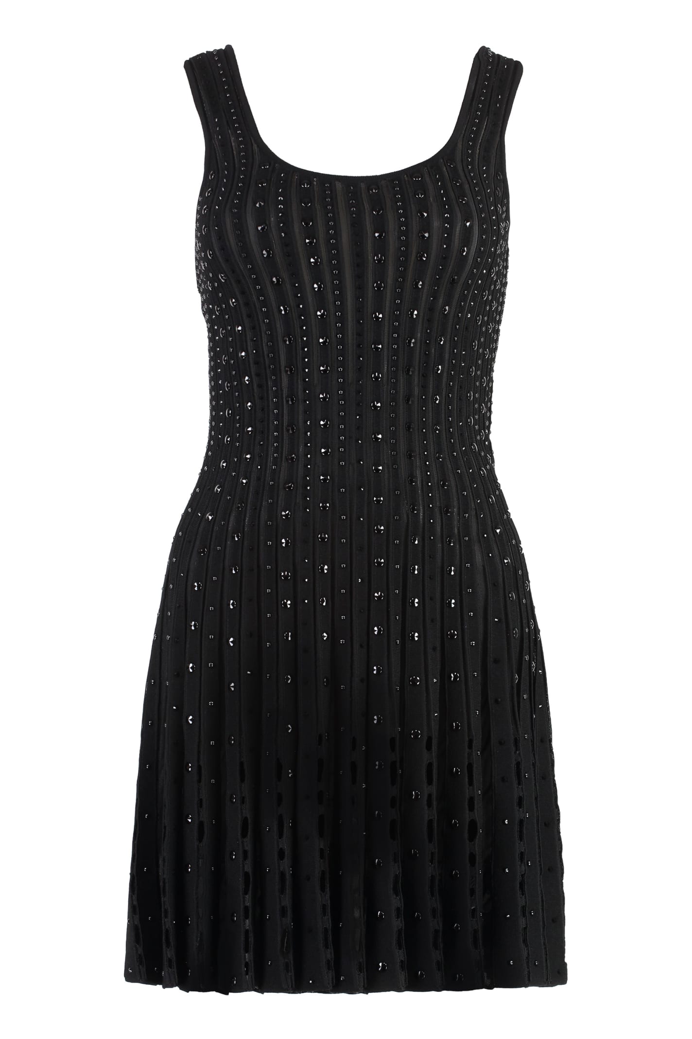 Shop Versace Knitted Dress In Black