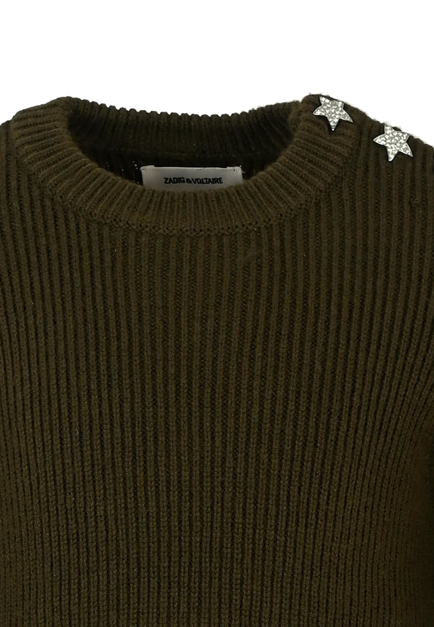 Zadig & Voltaire Green Sweater For Girl With Stars In Green