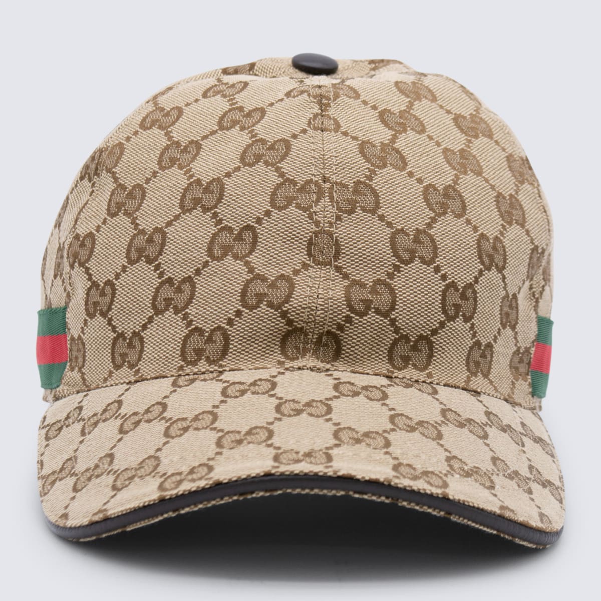 Gucci Web Detail Baseball Cap In Brown