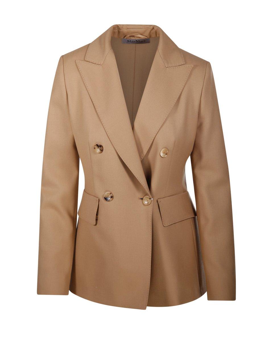 Shop Max Mara Double Breasted Long Sleeved Jacket In Brown