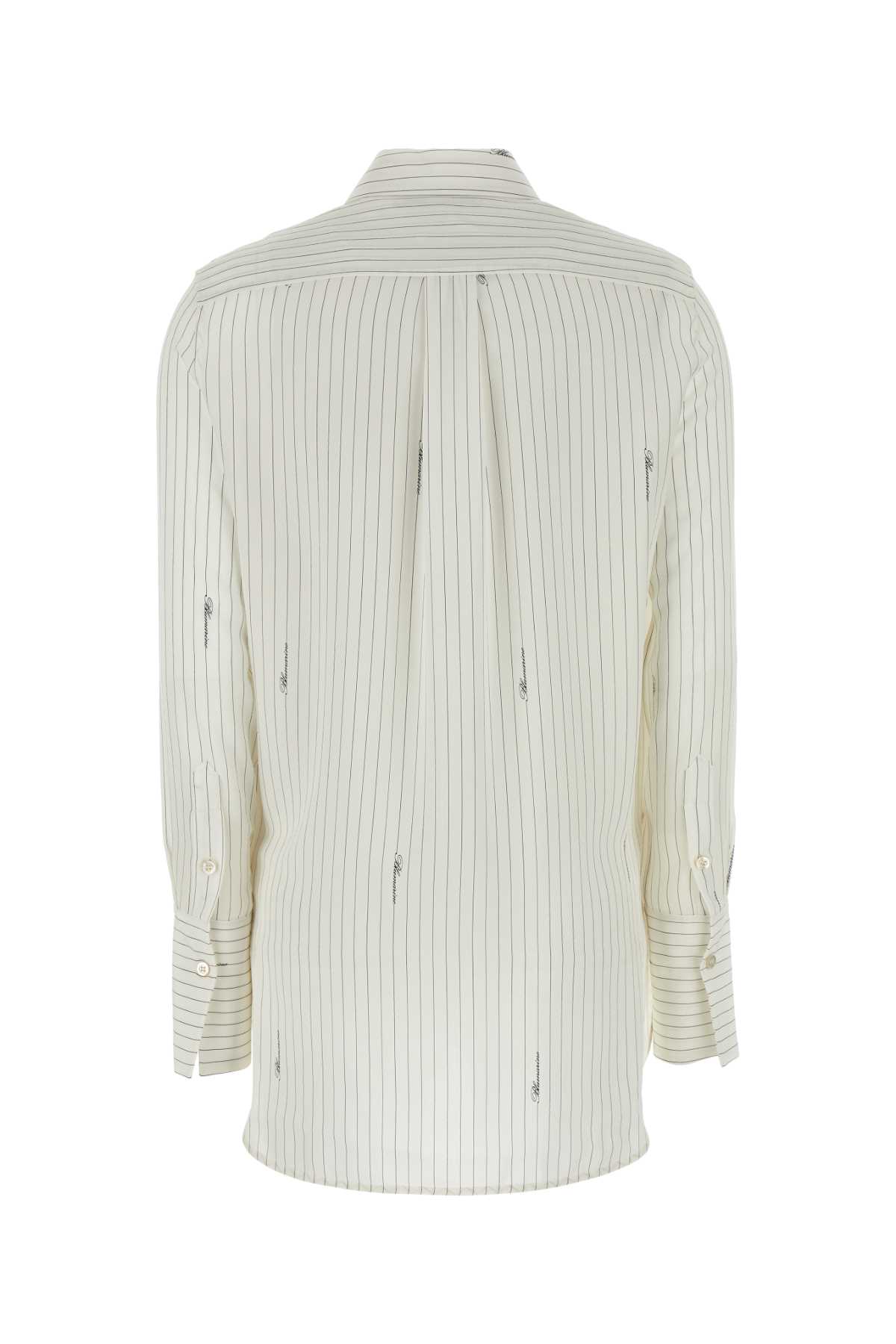 Shop Blumarine Printed Silk Shirt In Whitepearlblack