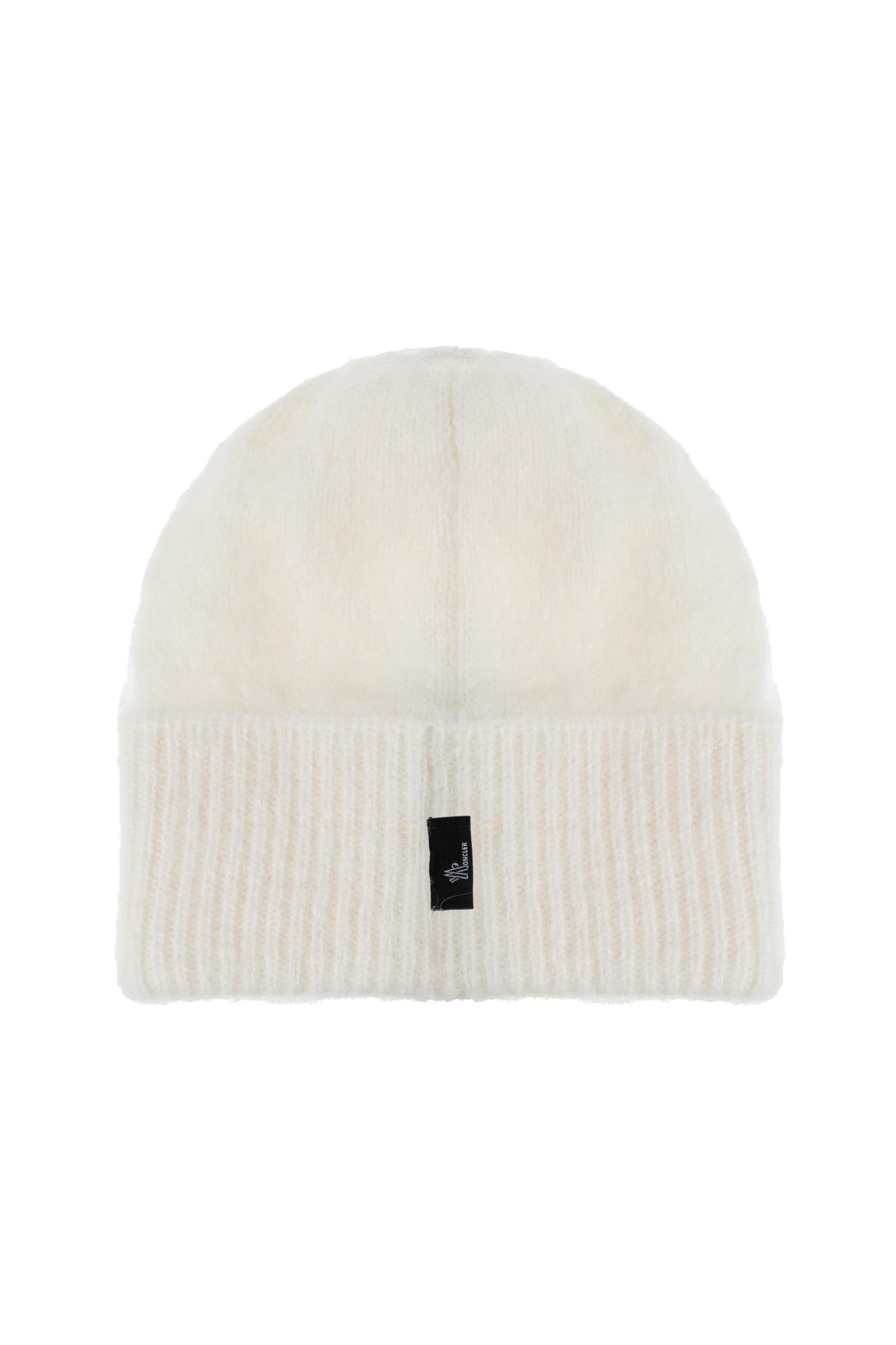 Moncler Relaxed Style Ribbed Texture Turn-up Brim Hat In White
