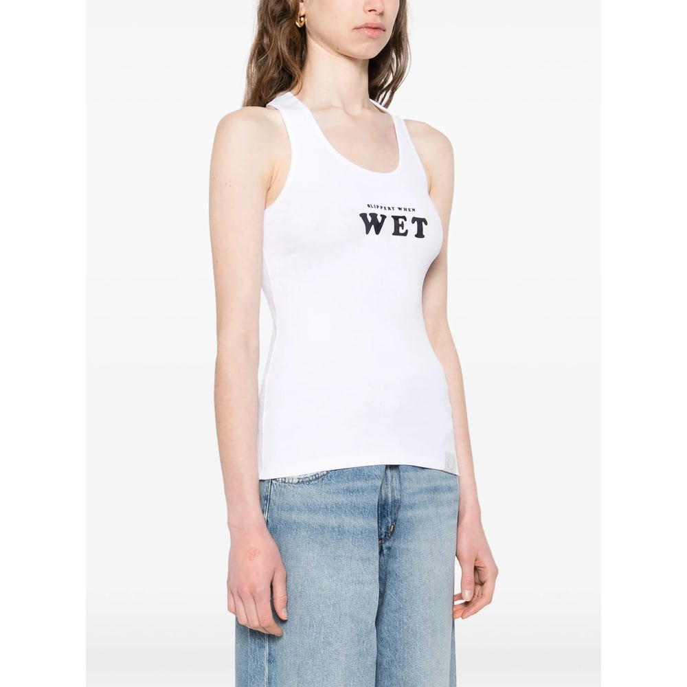 Stella Mccartney Wet Tank Top Slippery When Graphic Print In White