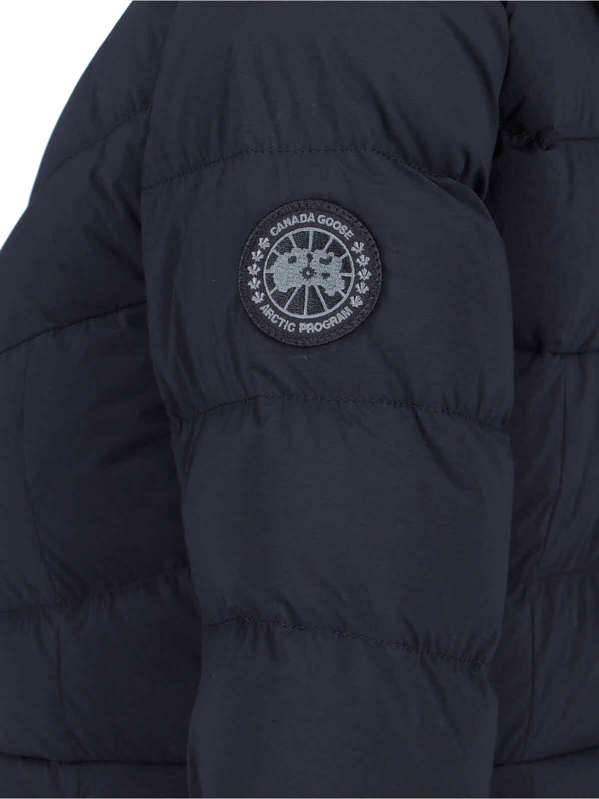 Canada Goose Quilted Down Coat With Adjustable Hood In Blue
