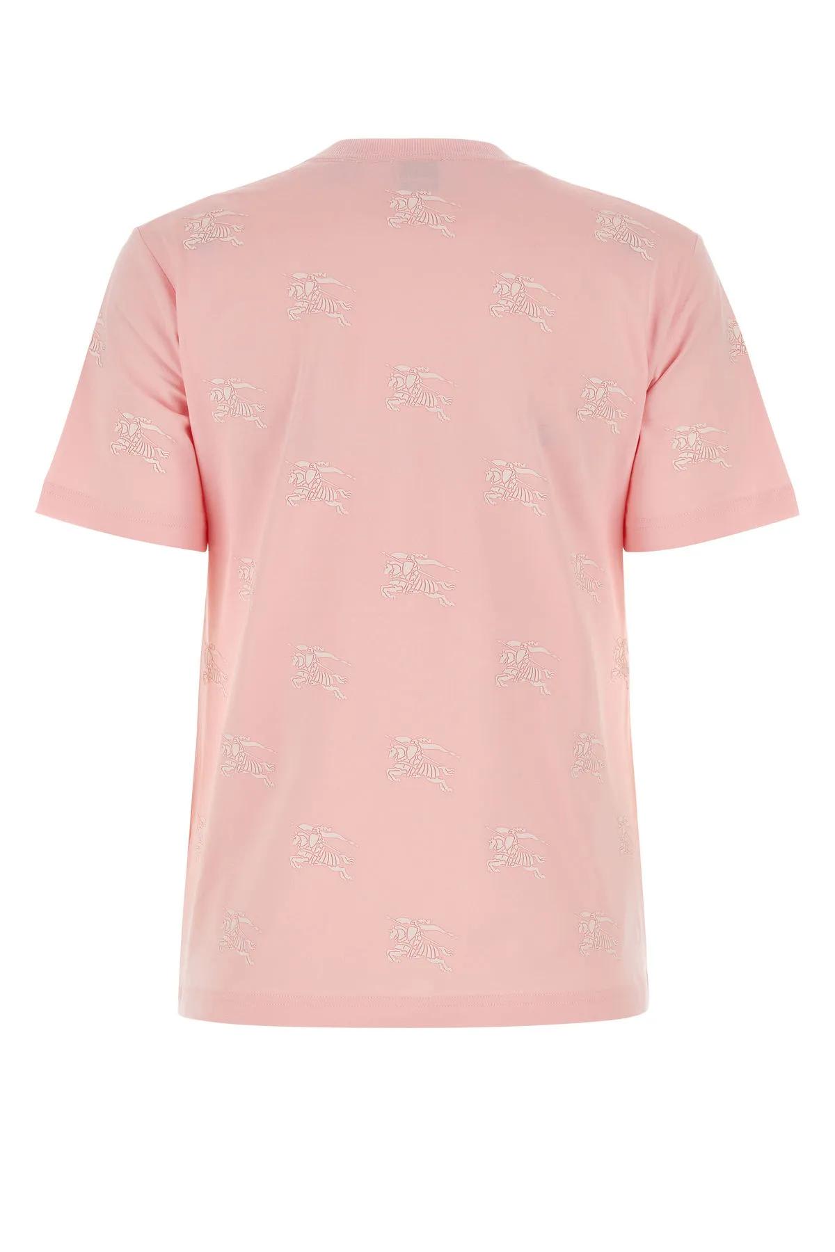 Shop Burberry Printed Cotton T-shirt In Pink
