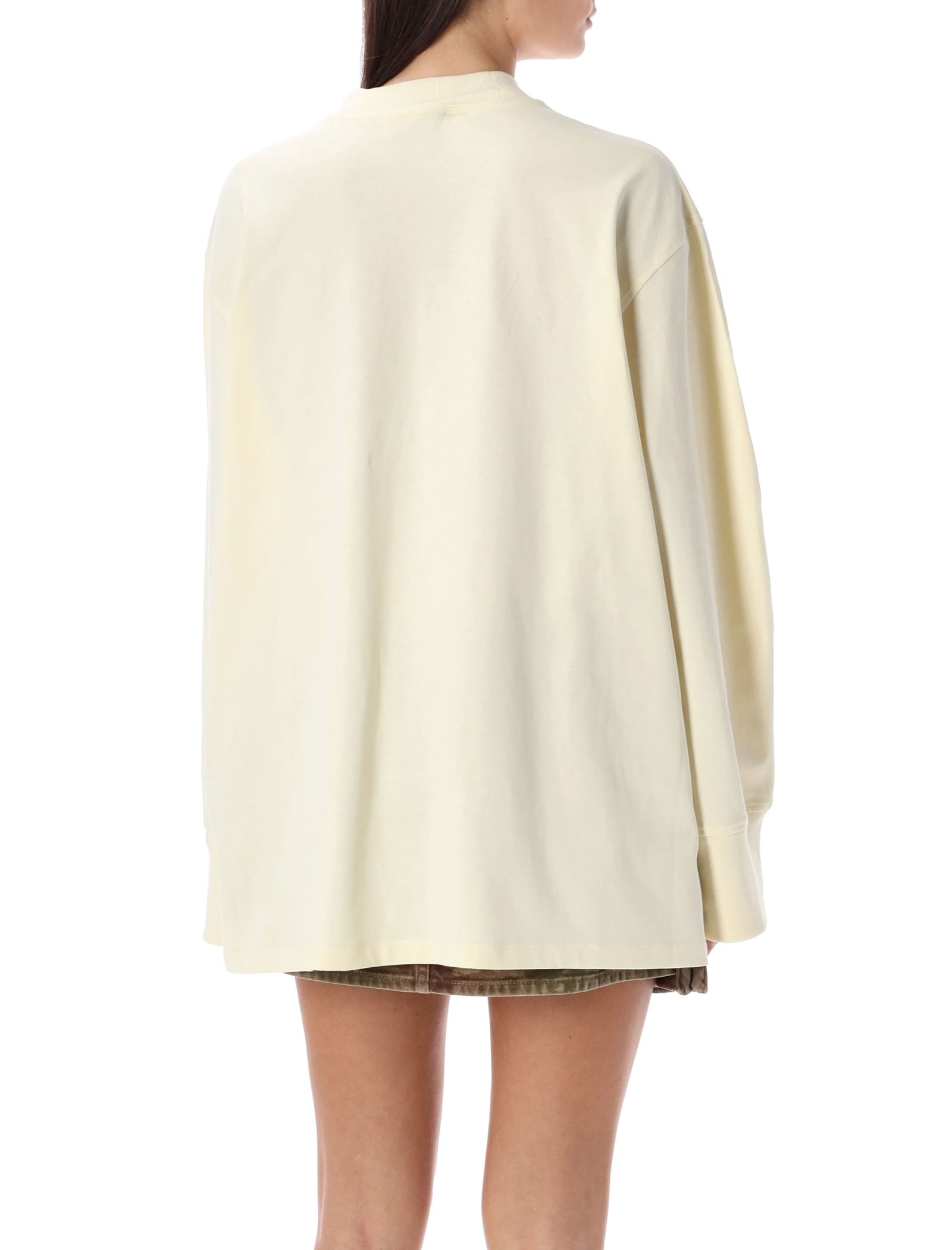 Shop Attico Long Sleeves T-shirt In Butter